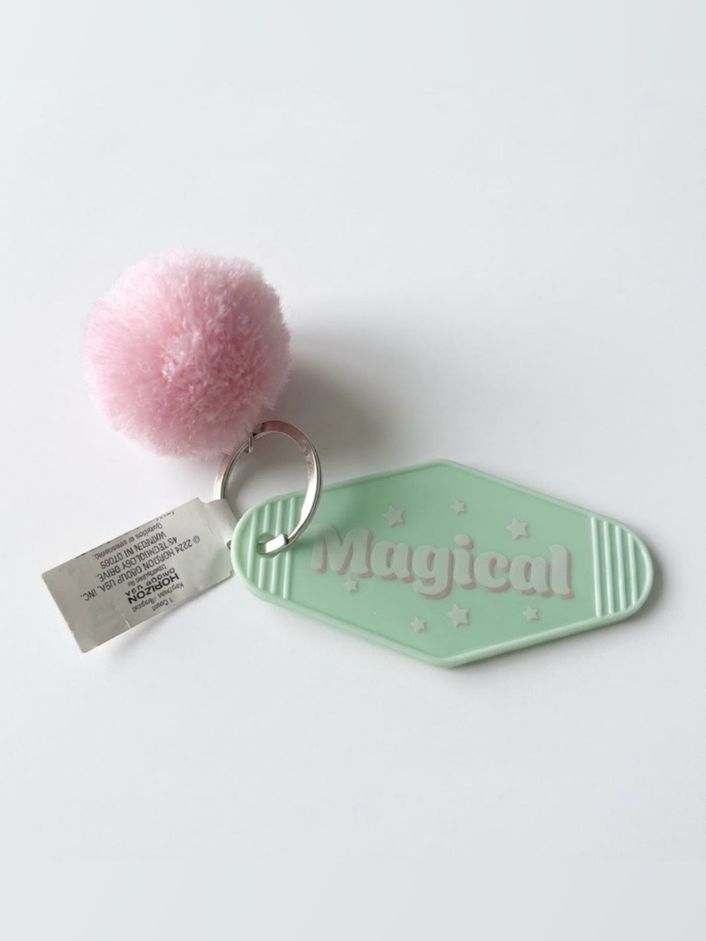 Magical Pink Pom-Pom Keychain with Mint Tag